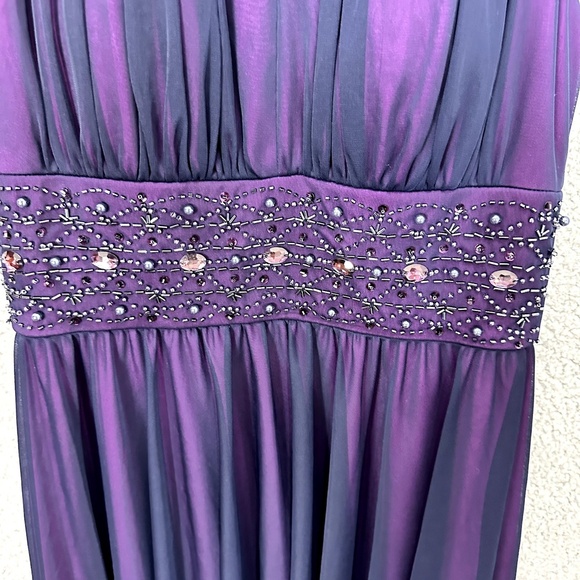 Jessica Howard Babydoll‎ Dress Womens 6P Purple Mesh Overlay Rhinestone Y2K HOCO - Picture 4 of 9
